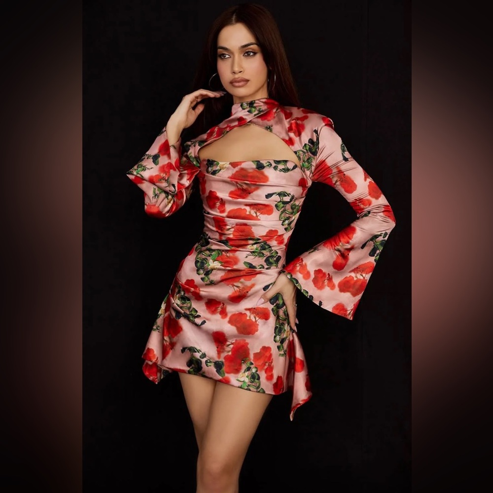 House of CB Toira Dress in Red Floral - BRAND NEW WITH TAGS